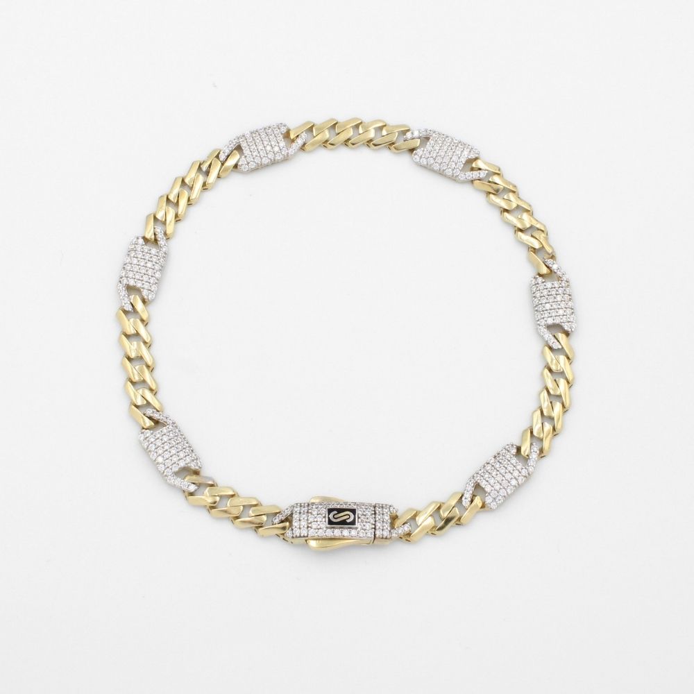 Pulsera Mónaco Chain 14k Modelo Shade Alt. con Broche Pavé e Incrustación Swarovski mod. 9682