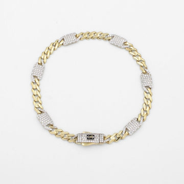 Pulsera Mónaco Chain 14k Modelo Shade Alt. con Broche Pavé e Incrustación Swarovski mod. 9682
