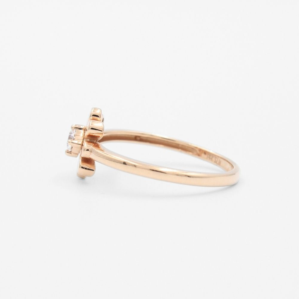 Anillo de Oro 14k Rosa Diseño con Flor y Centro de Zirconia mod. 9608