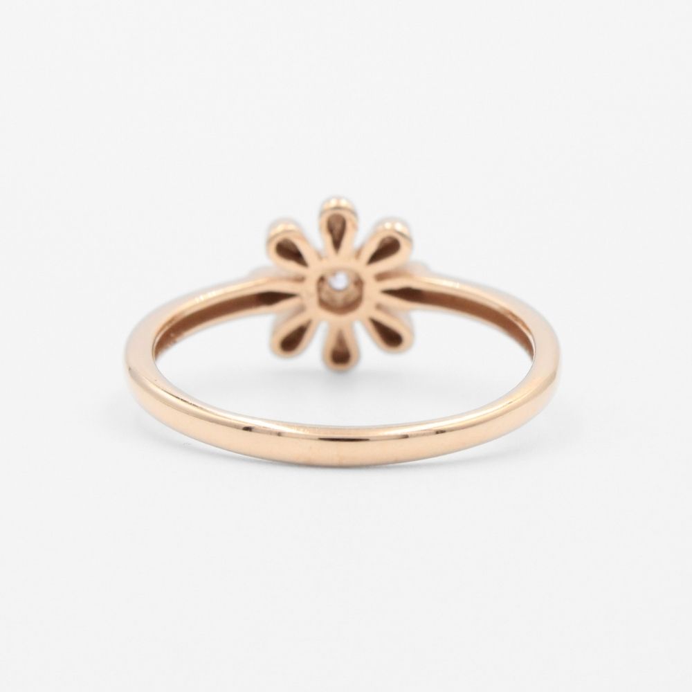 Anillo de Oro 14k Rosa Diseño con Flor y Centro de Zirconia mod. 9608
