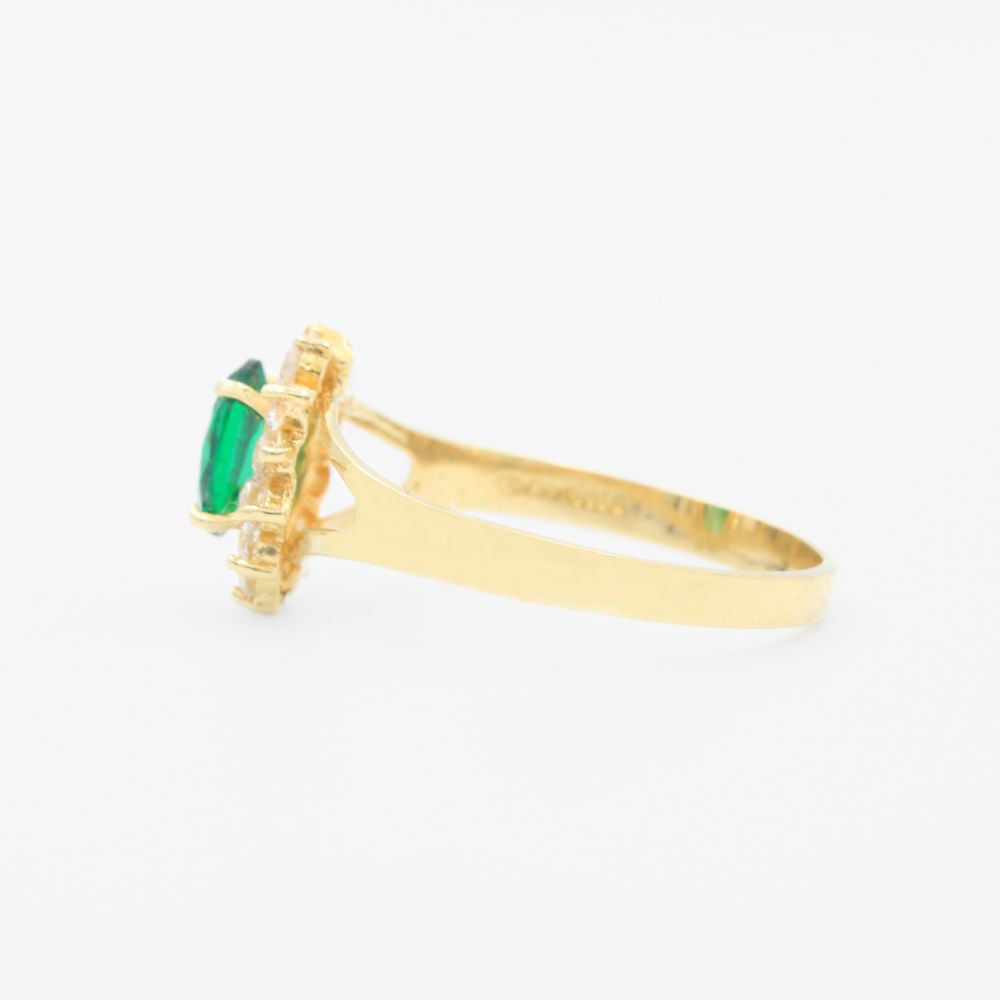 Anillo de Oro 14k con Zirconia Oval Color Verde Esmeralda mod. 9168