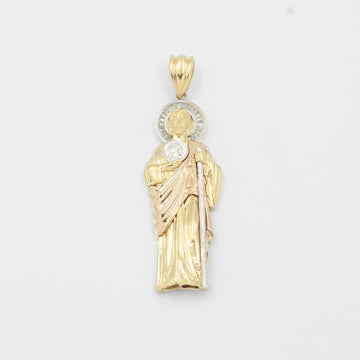 Dije de Oro 14k San Judas Hueco con Aura de Zirconias Baguette mod. 7867