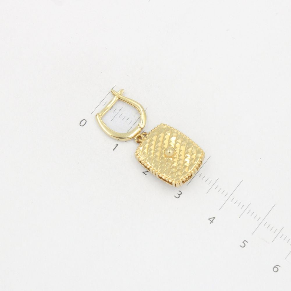 Coordinado de Oro 14k Diseño de Cuadro Diamantado Hueco mod. 8592