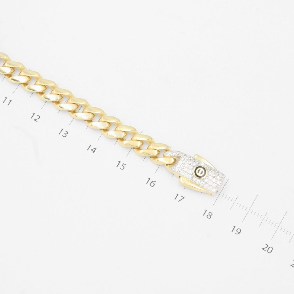 Pulsera de Oro 14k Diseño Hueco Plus con Corazón Incrustado con Zirconias Oscuras mod. 9379