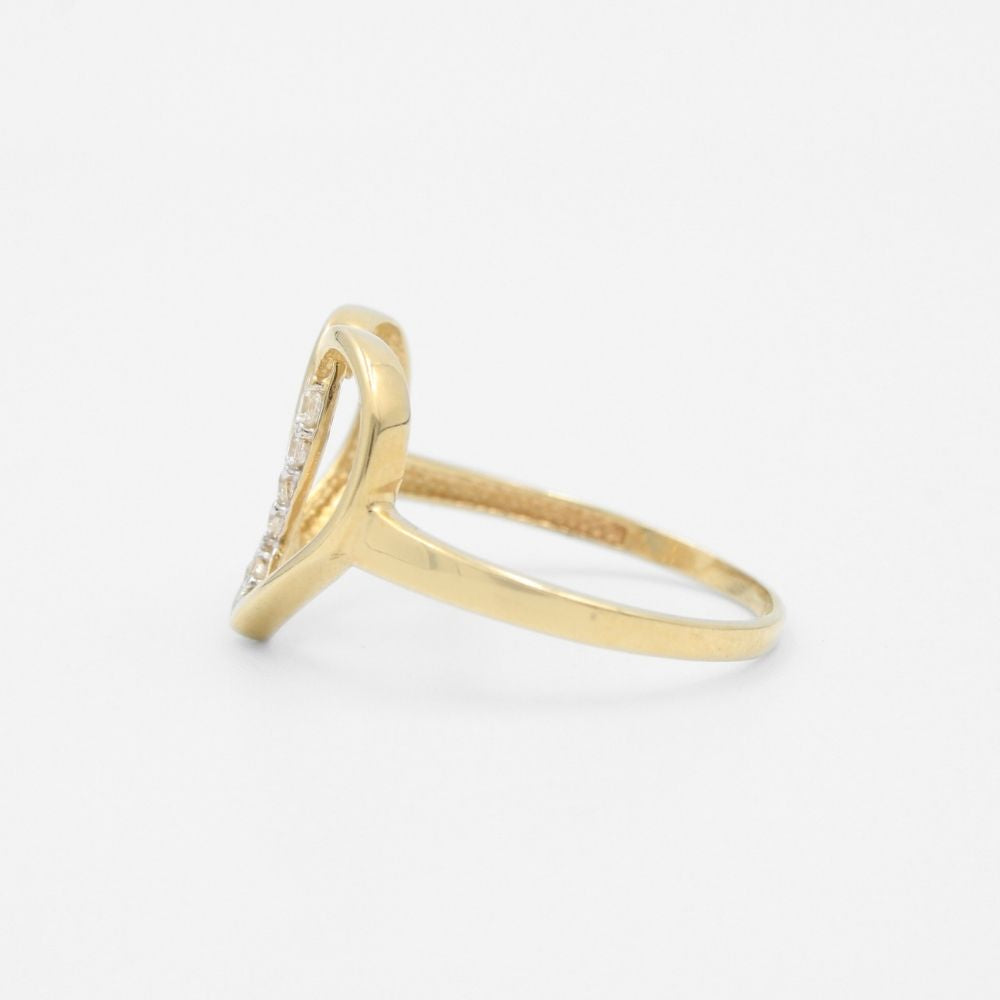 Anillo de Oro 14k Corazón Fino con Zirconias mod. 8354