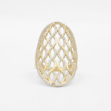 Anillo de Oro 14k Estilo Elegante de Red con Incrustación de Zirconias mod. 9582