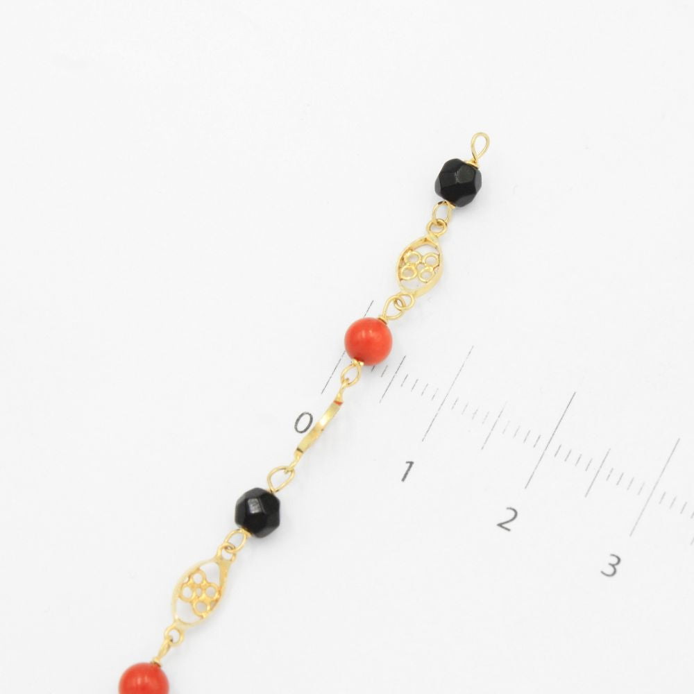 Pulsera de Oro 14K para Niño con Coral y Azabache mod. 9411