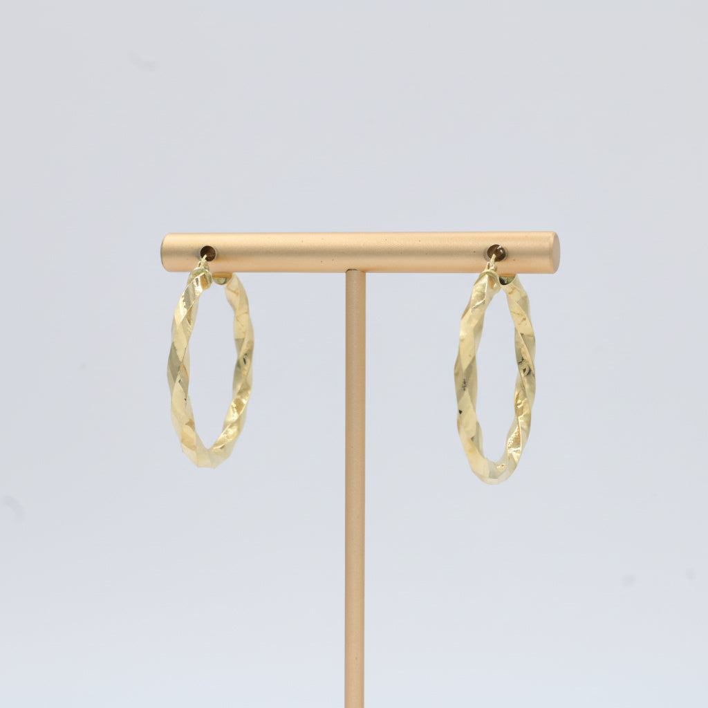 Arracada de Oro 14k con Diseño Hueco y Tejido Torzal mod. 10029