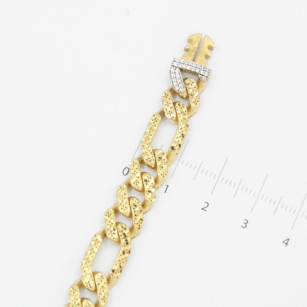 Pulsera Mónaco Chain 14k Modelo Figaro Flex Hueco con Broche Pavé mod. 8883