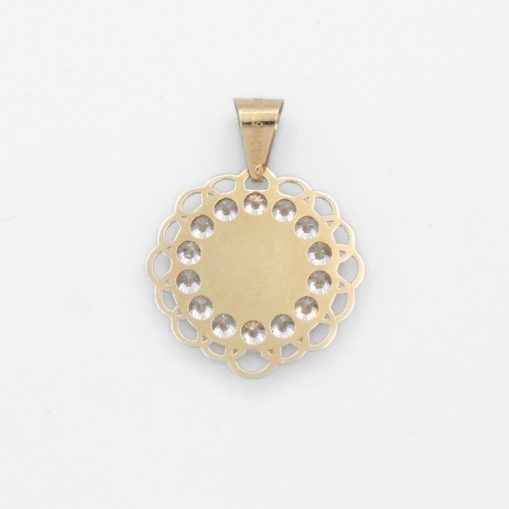 Medalla de Oro 14k San Judas en Diseño Diamantado con Zirconias Brillantes mod. 9845