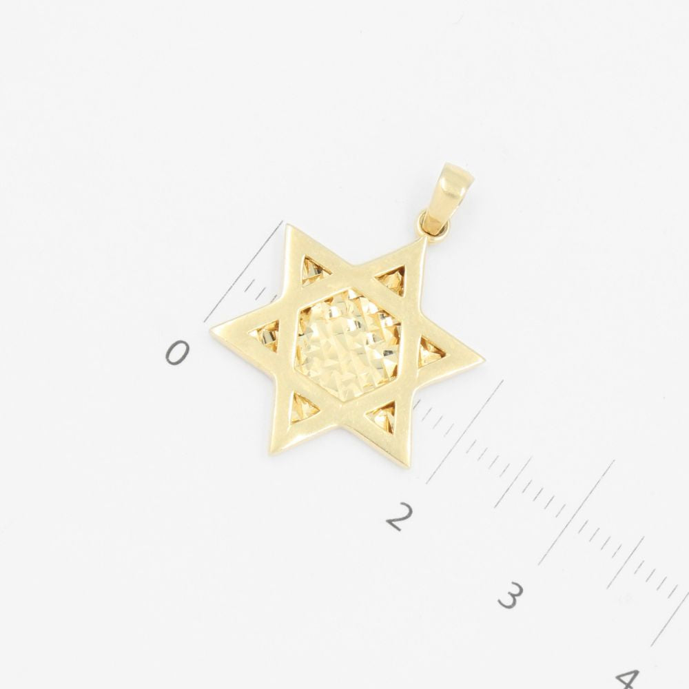 Dije de Oro 14k Estrella de David con Fondo Diamantado mod. 9242