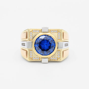 Anillo de Oro 14k Diseño Brillante con Zirconia Color Azul Zafiro mod. 9451
