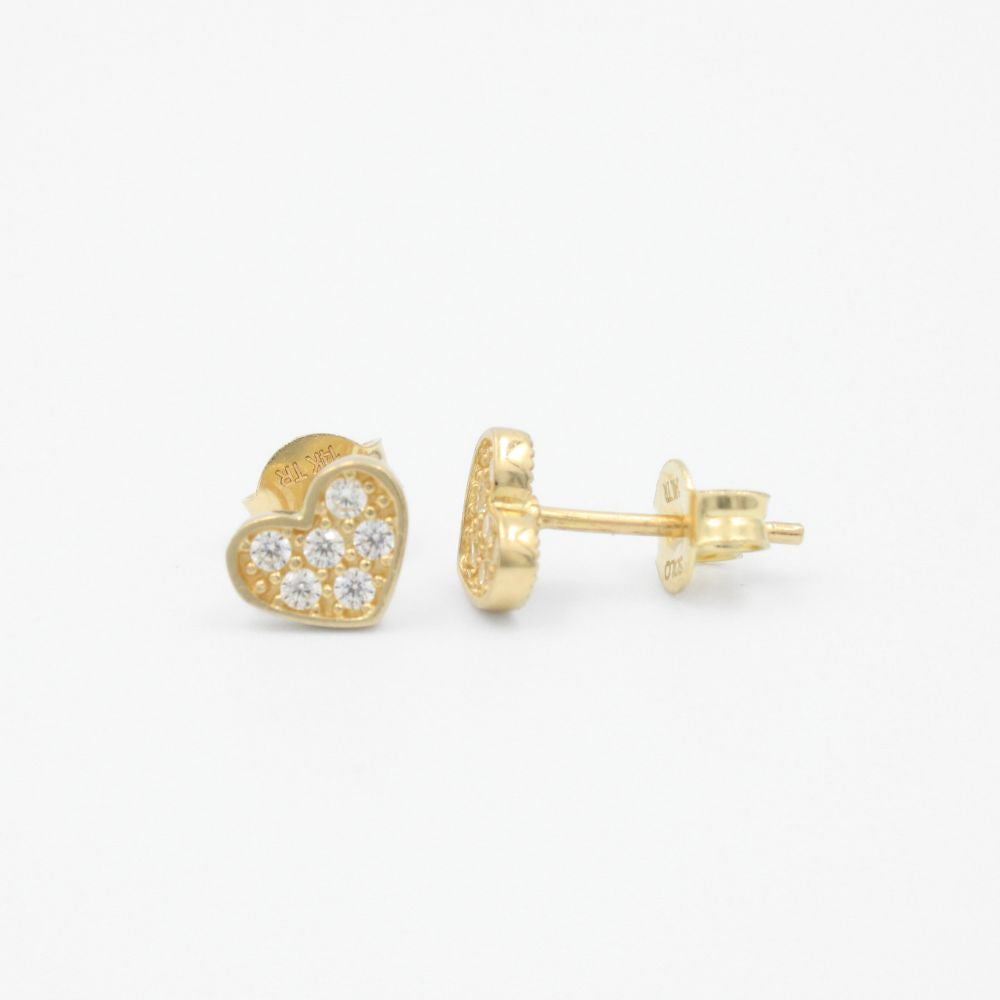 Arete de Oro 14k Corazón con Zirconias mod. 9258