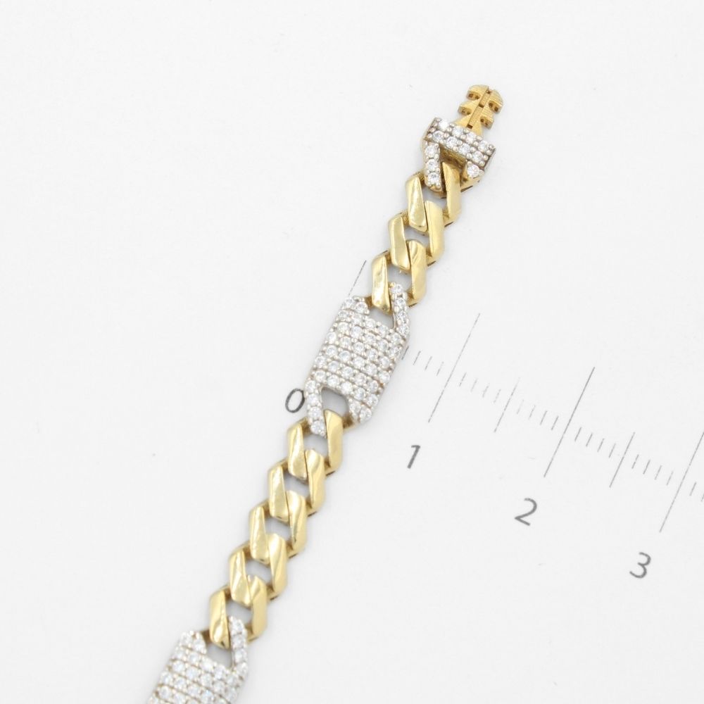 Pulsera Mónaco Chain 14k Modelo Shade Alt. con Broche Pavé e Incrustación Swarovski mod. 9682