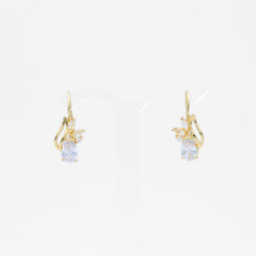 Arete con Broche Arillo de Oro 14k Diseño Elegante con Calado Especial y Zirconia Brillante mod. 9769
