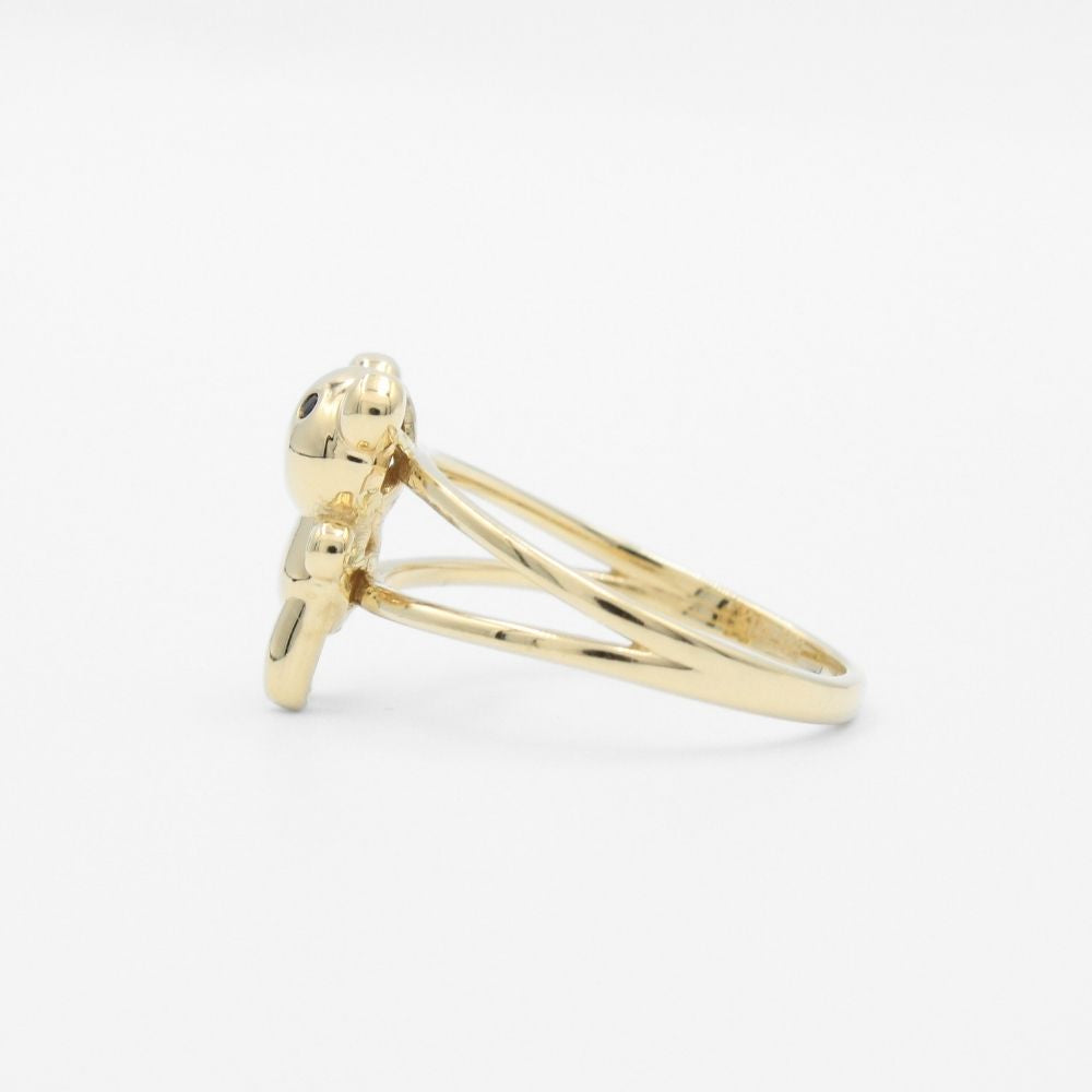 Anillo de Oro 14k de Colección Osito de Diseño Brillante Detallado con Zirconias mod. 9609