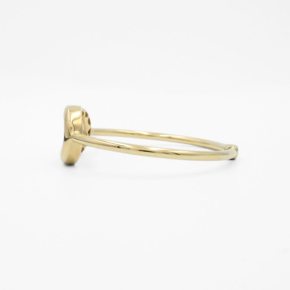 Aro de Oro 14k Modelo Fino Hueco con Frente Brillante Incrustado con Zirconias mod. 9760