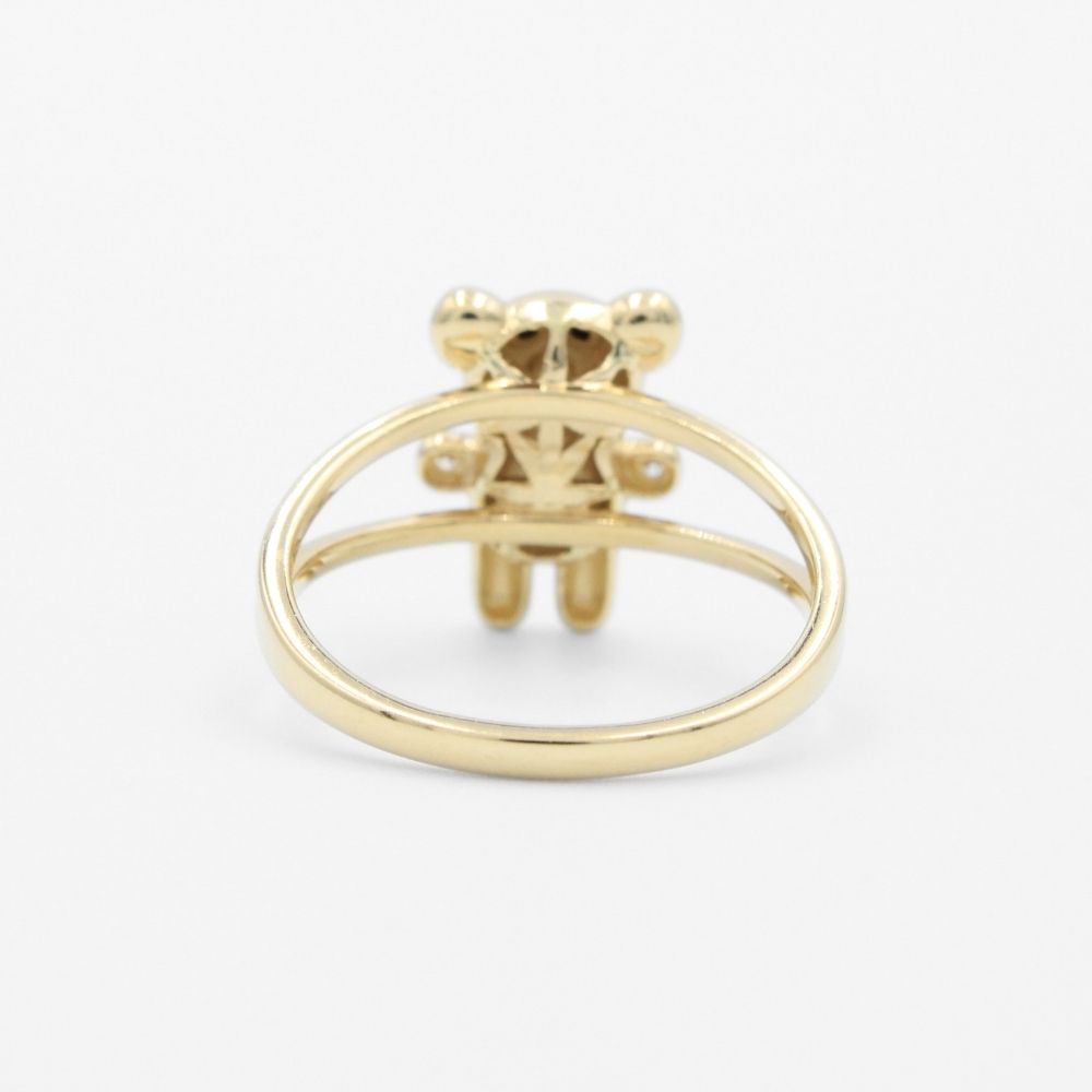 Anillo de Oro 14k de Colección Osito de Diseño Brillante Detallado con Zirconias mod. 9609