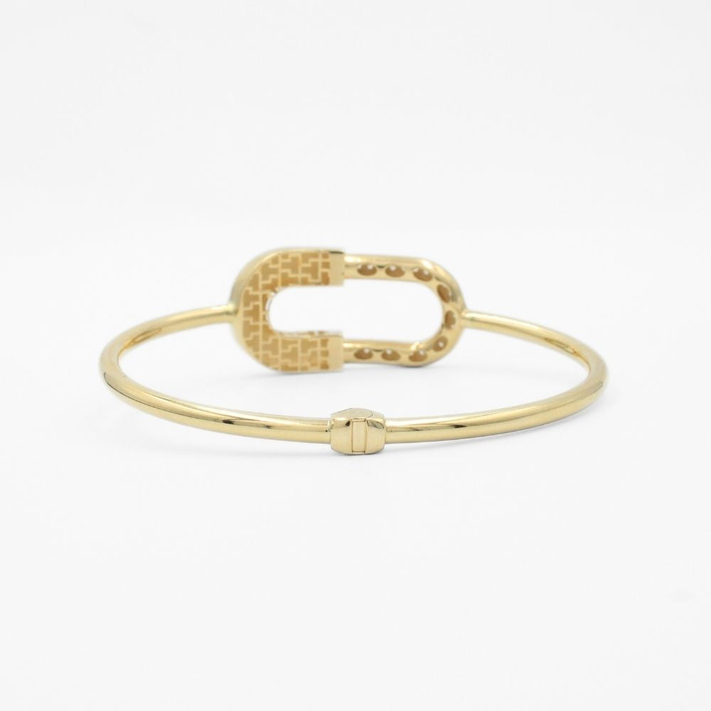 Aro de Oro 14k Modelo Fino Hueco con Frente Brillante Incrustado con Zirconias mod. 9760