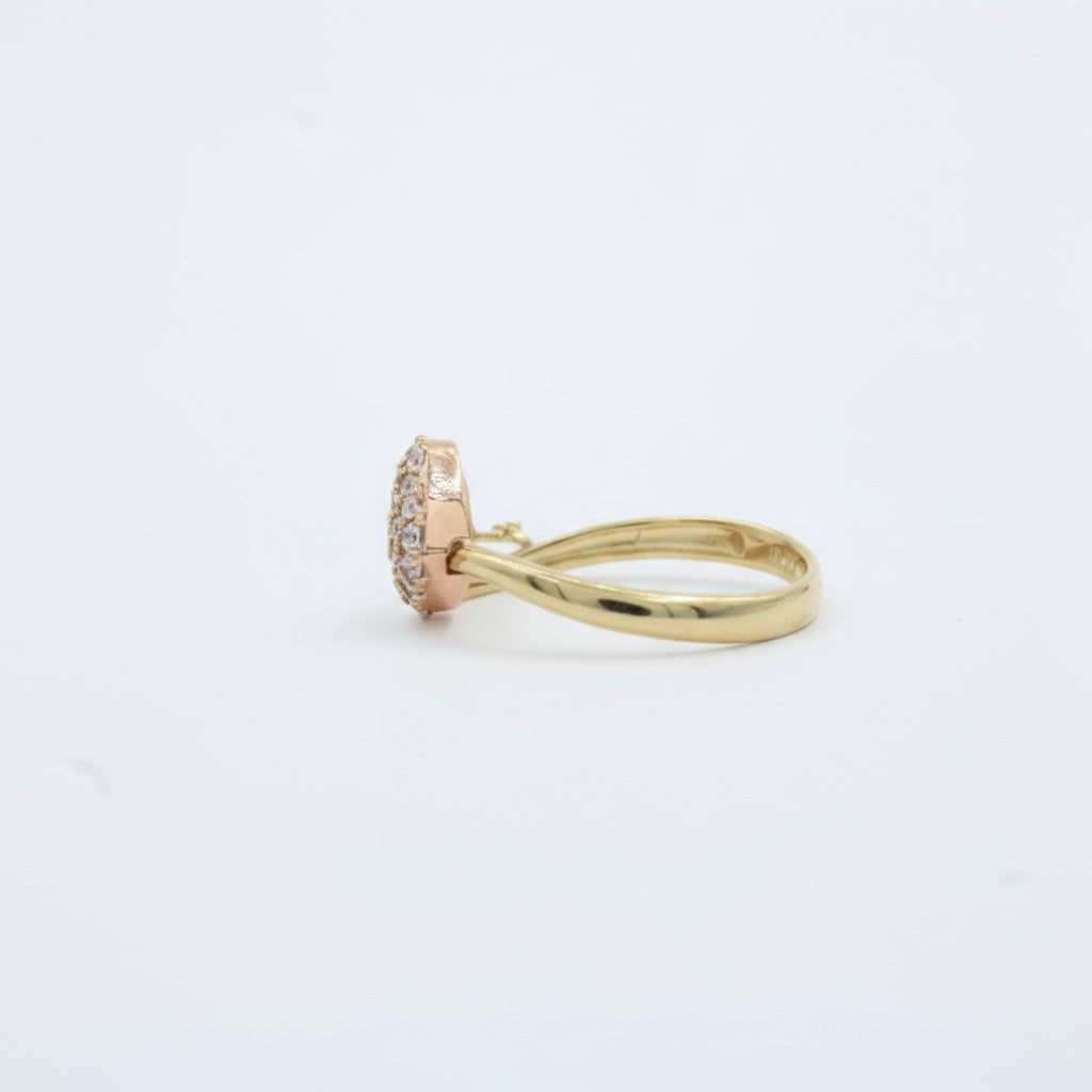 Anillo de Oro 14k Candado de Corazón con Zirconias mod. 10012