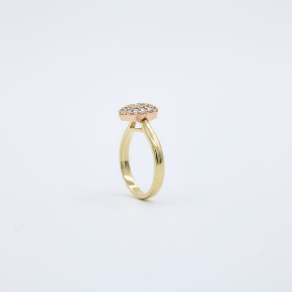 Anillo de Oro 14k Candado de Corazón con Zirconias mod. 10012