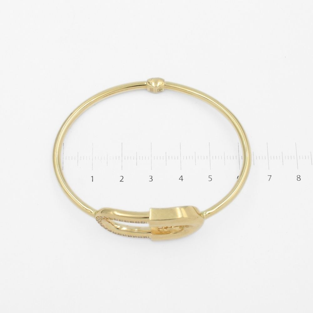 Aro de Oro 14k Modelo Fino Hueco con Frente Brillante Incrustado con Zirconias mod. 9760
