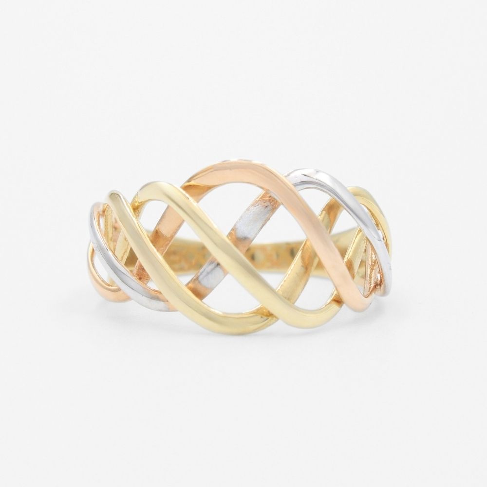 Anillo de Oro 14k Florentino de Diseño Trenzado Especial mod. 9610