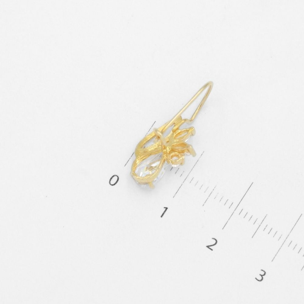 Arete con Broche Arillo de Oro 14k Diseño Elegante con Calado Especial y Zirconia Brillante mod. 9769