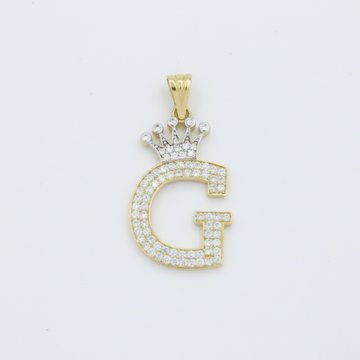Dije de Oro 14k con Diseño de Inicial G Incrustada con Zirconias mod. 10109