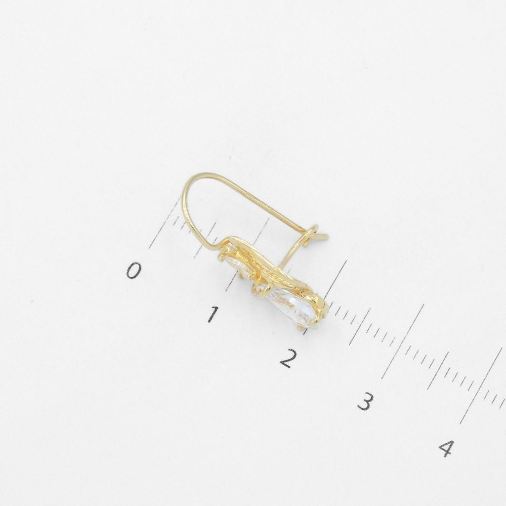 Arete con Broche Arillo de Oro 14k Diseño Elegante con Calado Especial y Zirconia Brillante mod. 9769