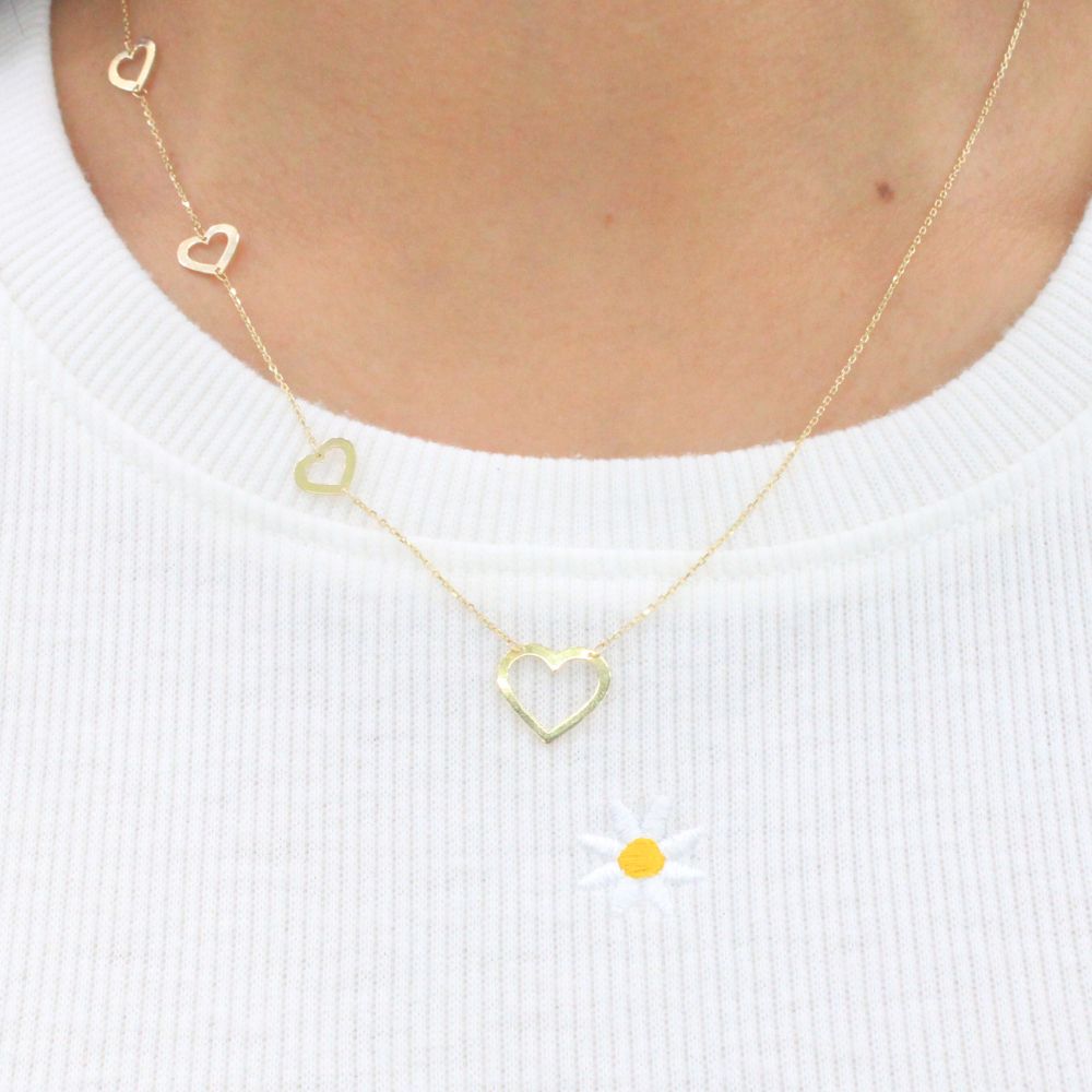 Gargantilla de Oro 14k Diseño de Cuatro Corazones mod. 9790