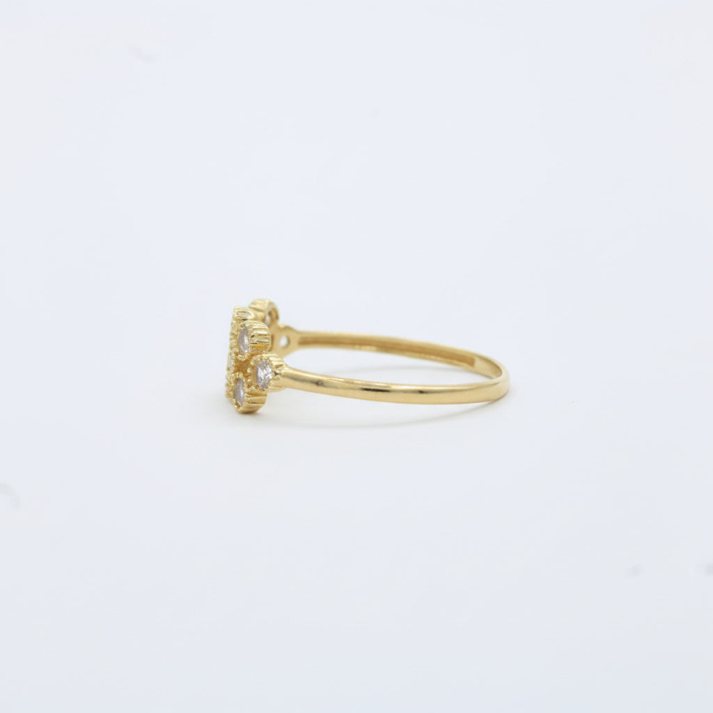 Anillo de Oro 14k Triada de Flores de Zirconia Fina mod. 10013