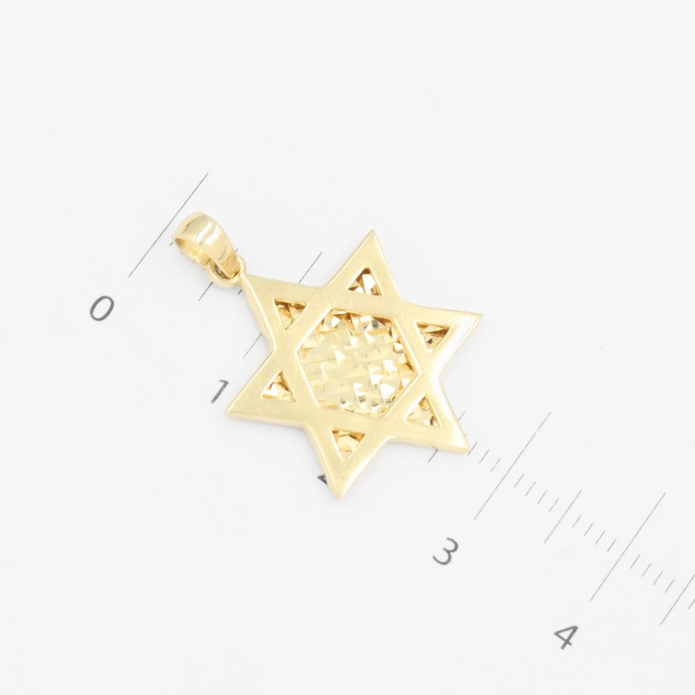 Dije de Oro 14k Estrella de David con Fondo Diamantado mod. 9242