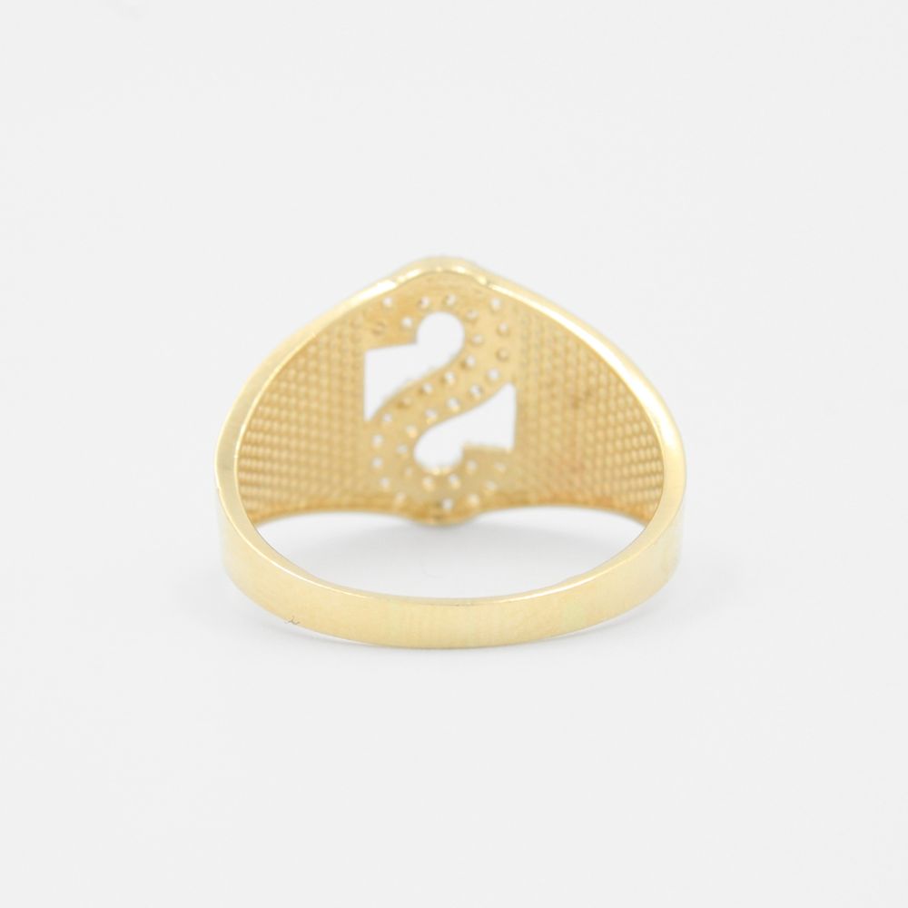 Anillo de Oro 14k con Letra S Incrustada con Zirconias mod. 8805