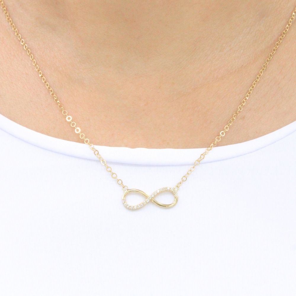 Gargantilla de Oro 14k Infinito Semi Incrustado con Zirconias Finas mod. 9629