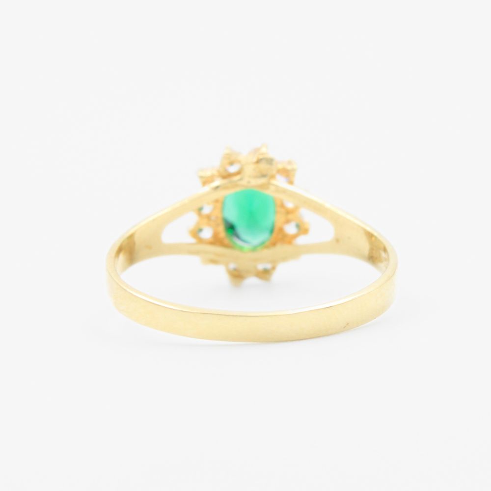 Anillo de Oro 14k con Zirconia Oval Color Verde Esmeralda mod. 9168