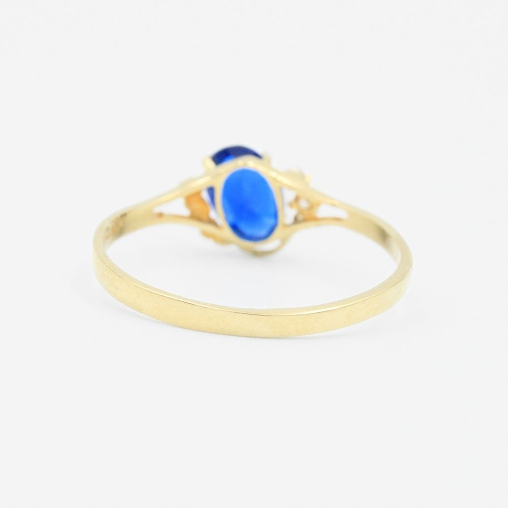 Anillo de Oro 14k de Zirconia Color Azul Zafiro mod. 9192