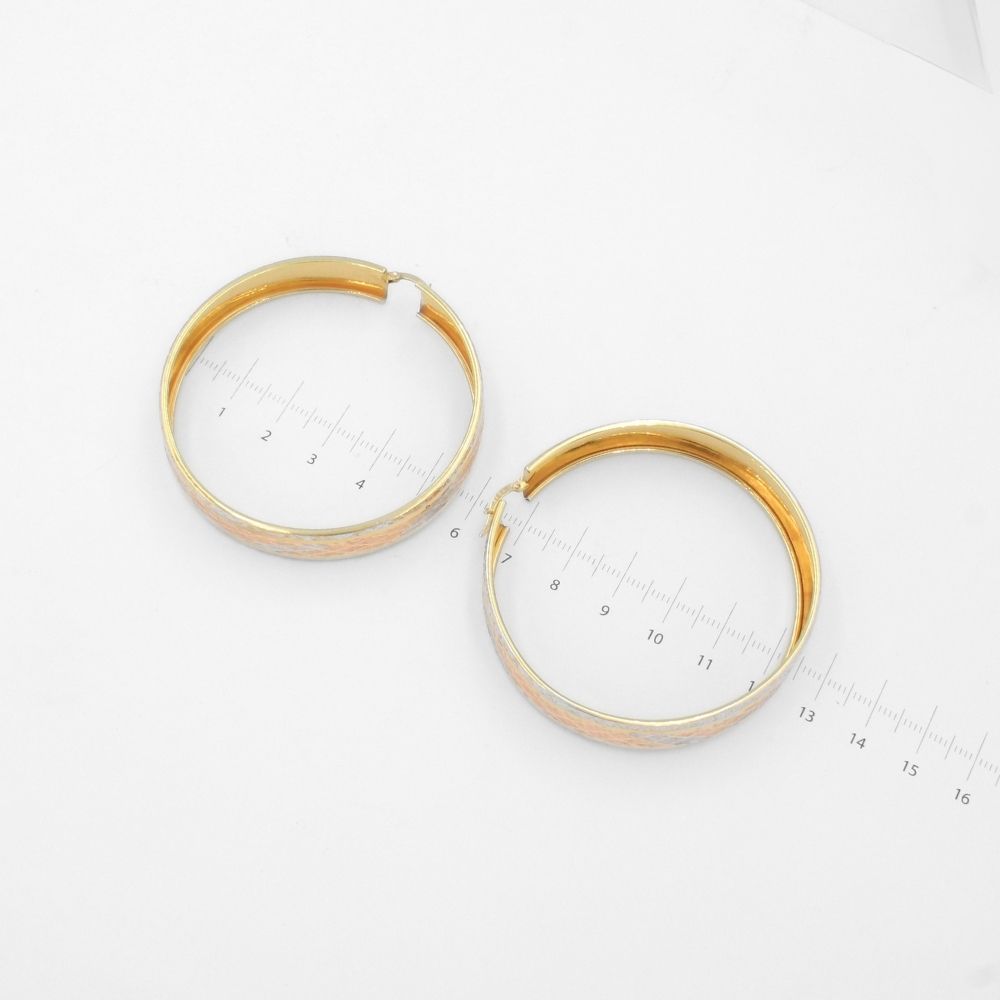 Arracada de Oro 14k Diseño Big con Diamantado Fino de 3 Colores mod. 9773