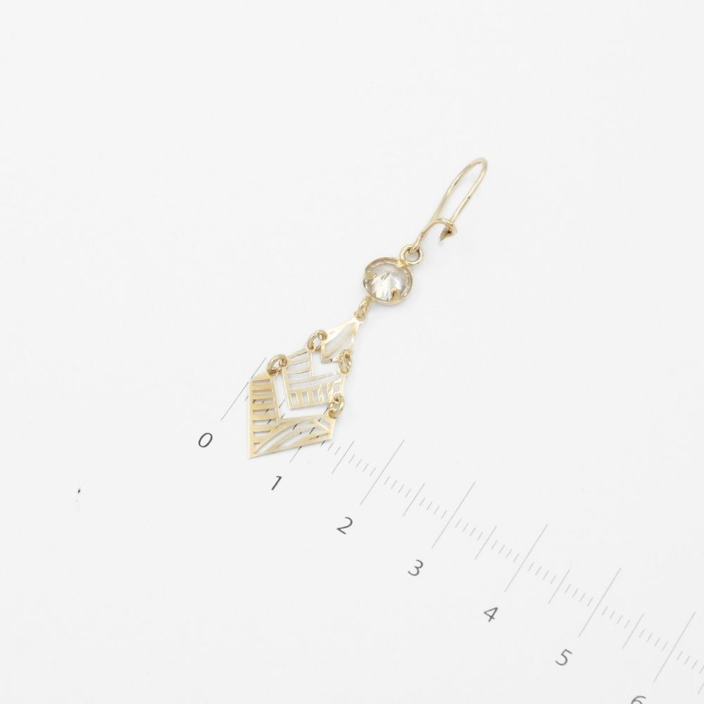 Arete Largo de Oro 14k Estilo Tradicional con Zirconia Fina mod. 9770