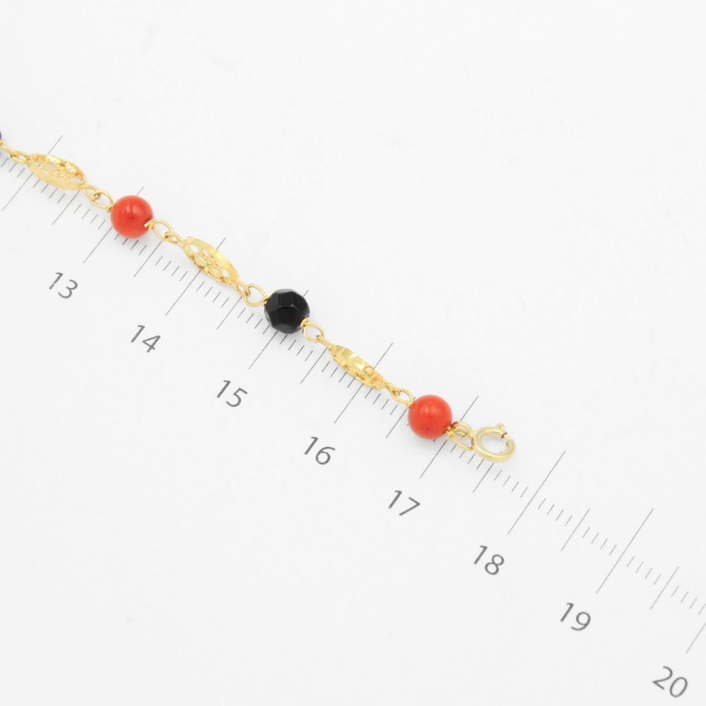 Pulsera de Oro 14K para Niño con Coral y Azabache mod. 9411