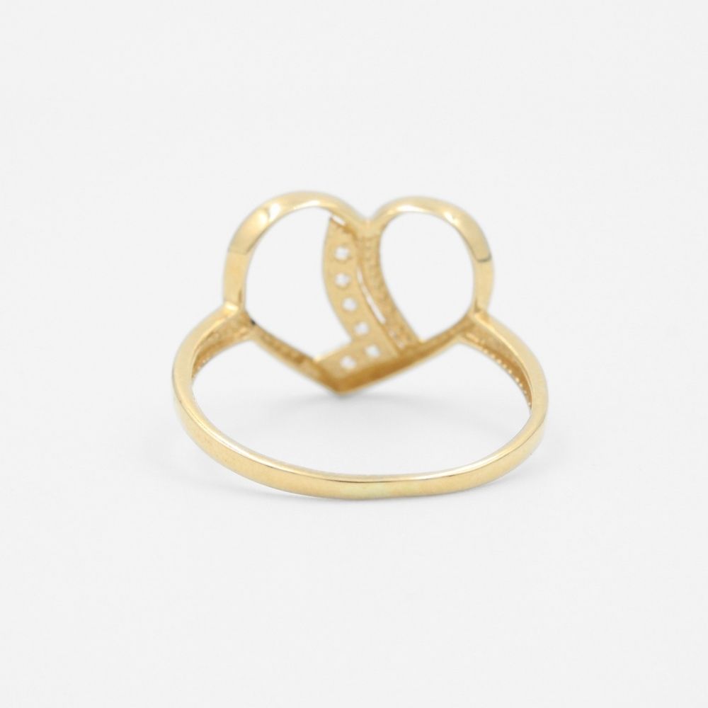 Anillo de Oro 14k Corazón Fino con Zirconias mod. 8354
