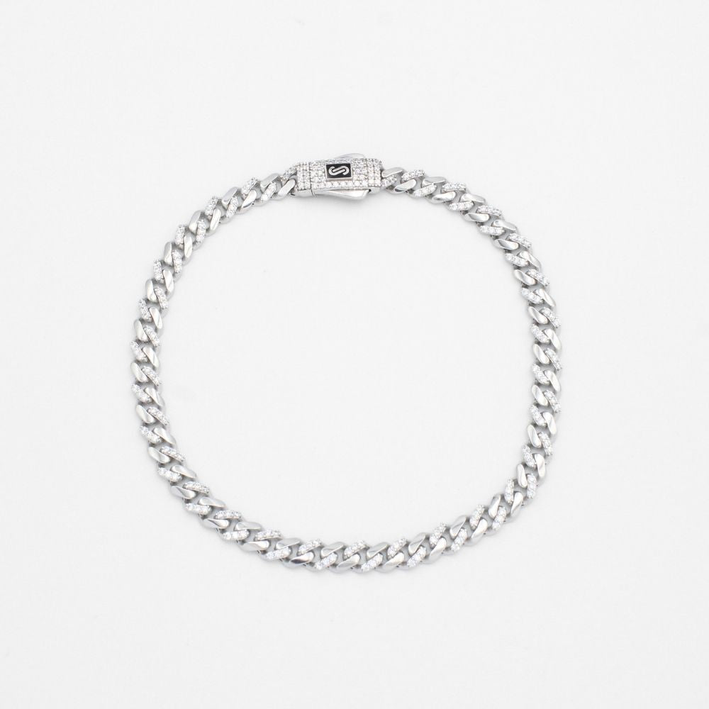 Pulsera Mónaco Chain 14k Modelo Edge de Broche Pavé con Incrustación de Swarovski mod. 9646