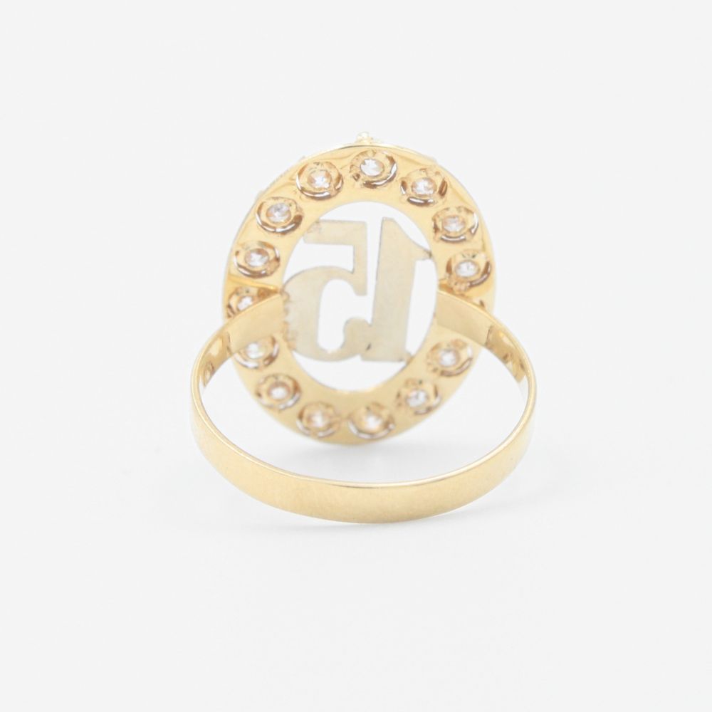 Anillo XV Años de Oro 14k Con Diseño Oval Incrustdo de Zirconias mod. 9550