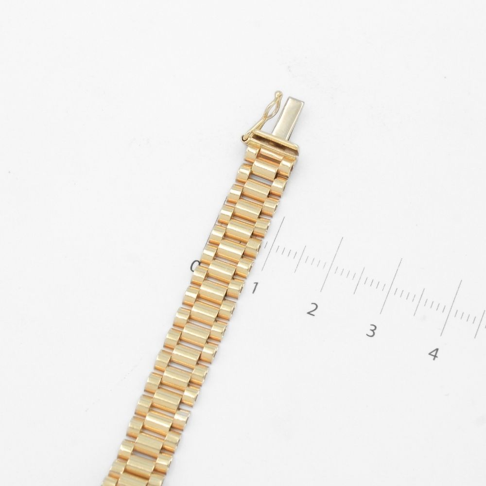 Pulsera de Oro 14k Tejido Hueco de Ensamblado Fino Detallado con Corona mod. 9801