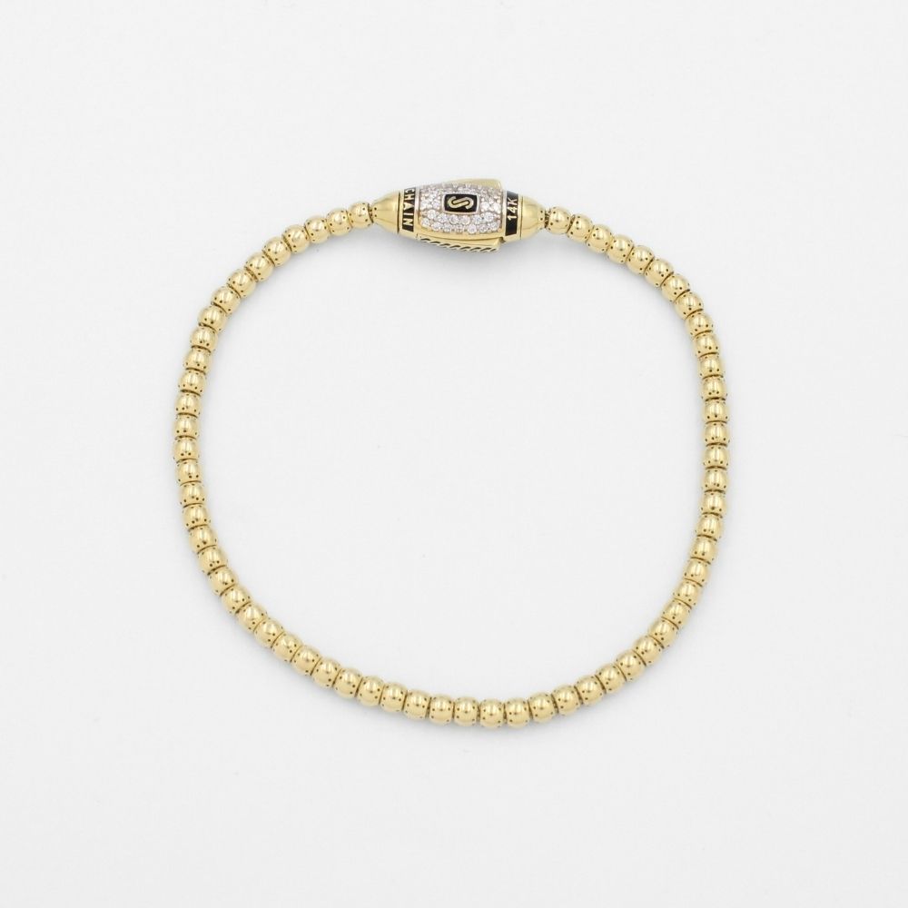 Pulsera Mónaco Chain 14k Modelo Bub Plain Hueco de Broche Pavé Incrustado de Swarovski mod. 9679