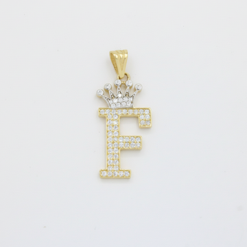 Dije de Oro 14k con Diseño de Inicial F Incrustada con Zirconias mod. 10110