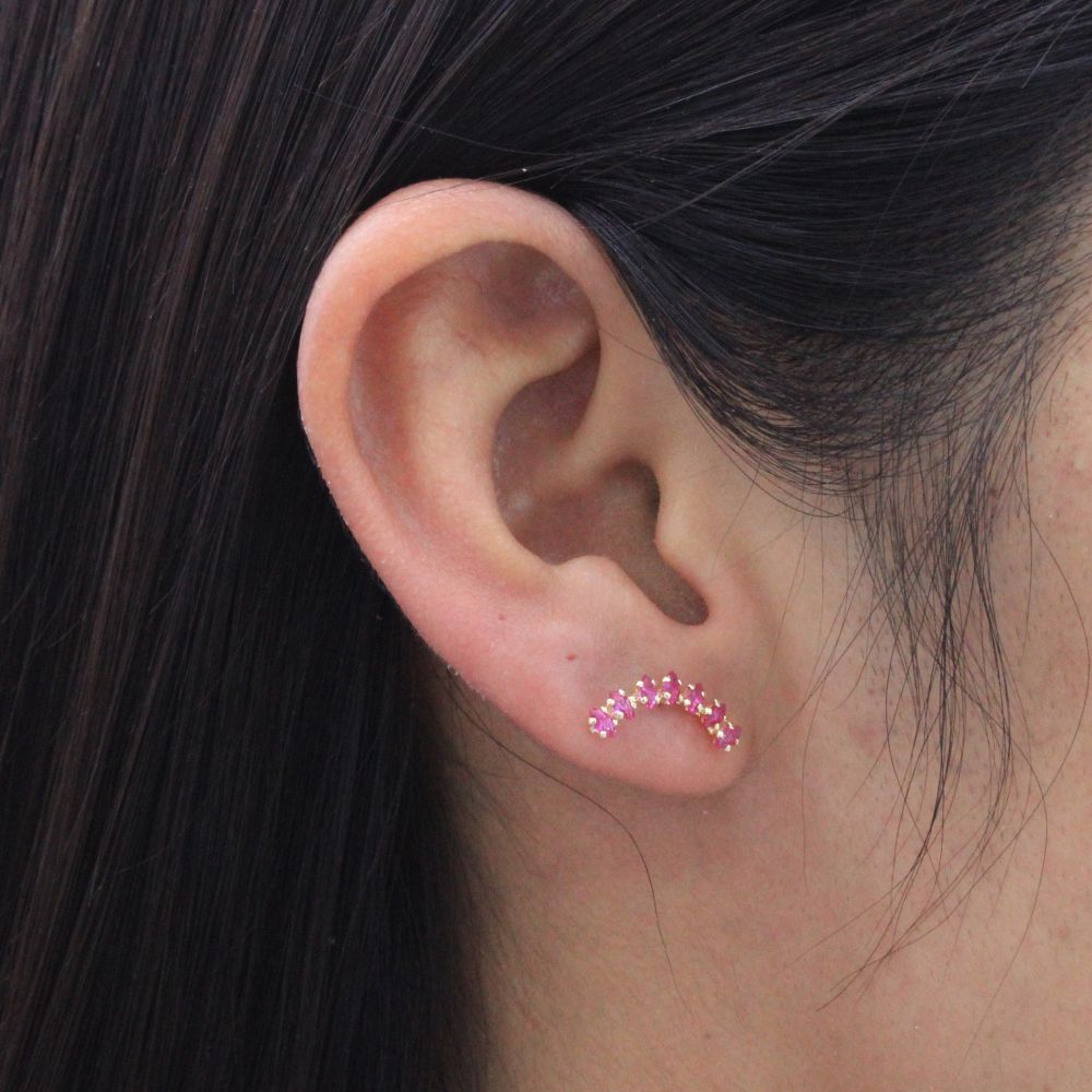 Broquel 10k con Diseño de Tiara Incrustado de Zirconias Mod. 9835