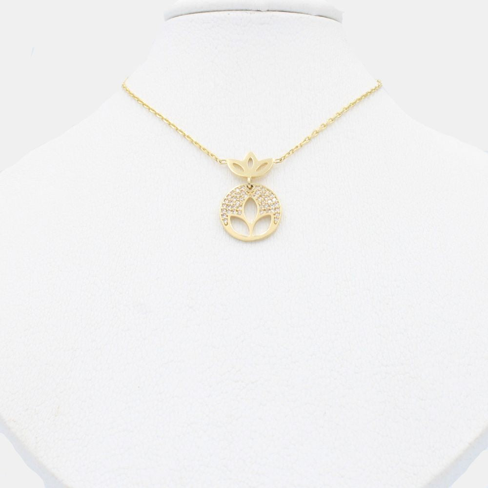 Gargantilla de Oro 14k Diseño de Flor de Loto mod. 9791