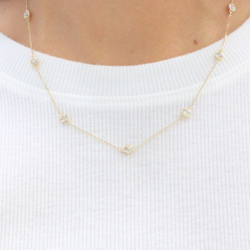 Gargantilla de Oro 14k Diseño de  Punto de Luz mod. 9818