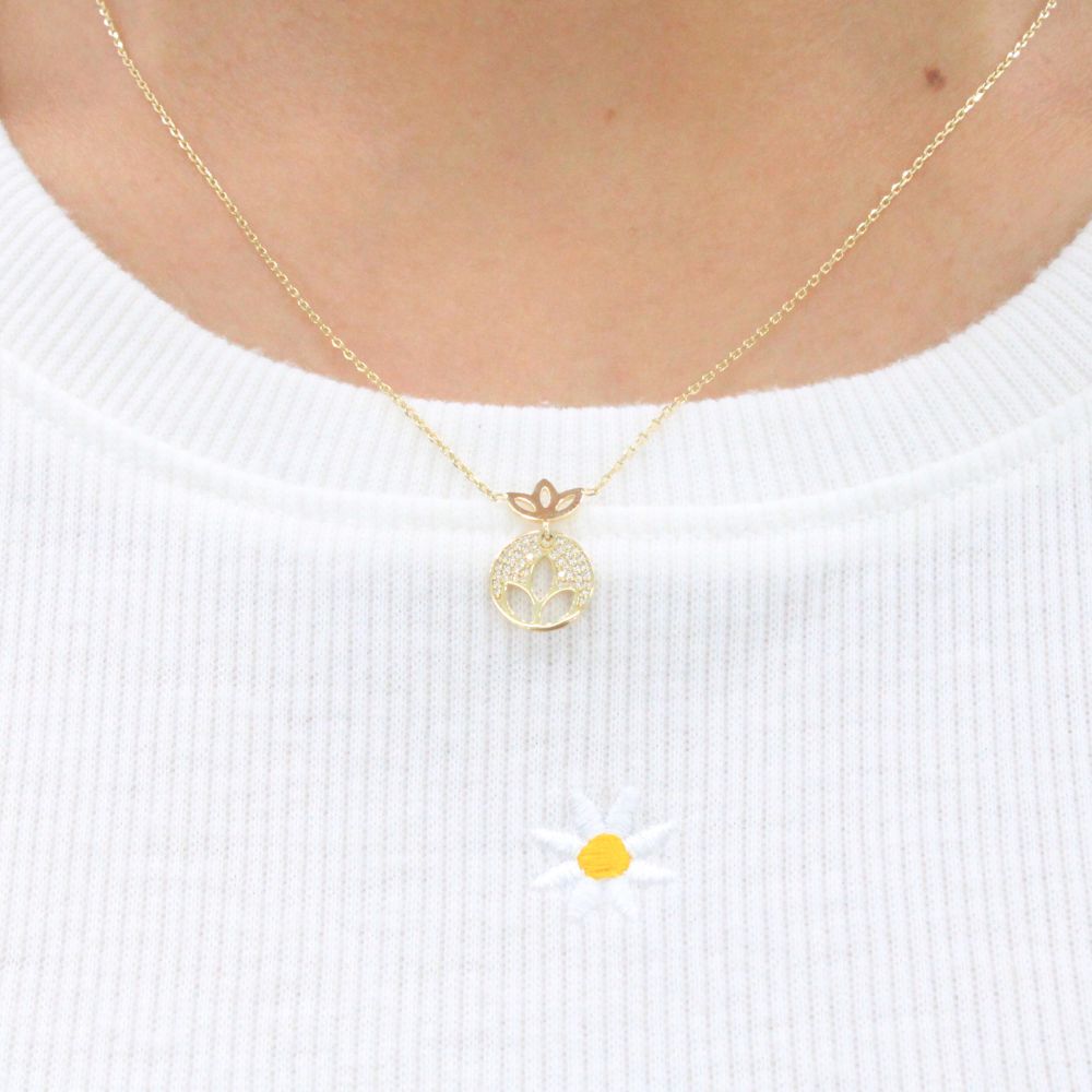 Gargantilla de Oro 14k Diseño de Flor de Loto mod. 9791